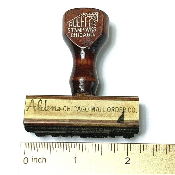 Aldens Chicago Mail Order Co Rubber Hand Stamp Rueffer Advertising Wisconsin Vtg - Picture 5 of 5